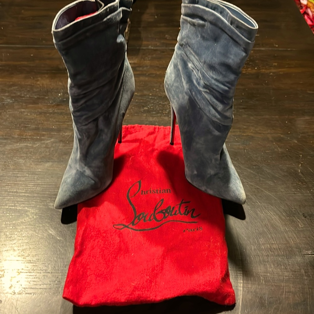 Blue Christian Louboutin ankle boots